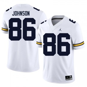 U-M Travis Johnson #86 White Jersey | Pro Cut Stitched NCAA Football Men Apparel 77437425