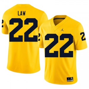 Durable Ty Law #22 UMich Maize Jersey | Men University Football Embroidery Fan Gear 88548815