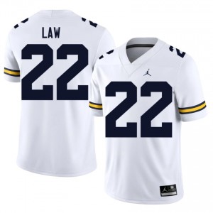 Ty Law #22 UM Wolverines Jersey | Iconic White College Football Men Stitched 73983903