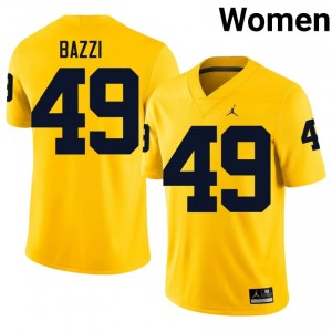 UMich Adam Bazzi #49 Maize Jersey | Essential Embroidery NCAA Football Women Apparel 20205300