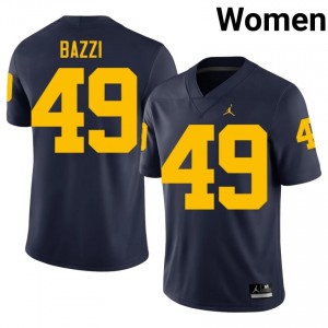 Navy Adam Bazzi #49 Michigan Wolverines Jersey | Women High School Football Fresh Swen 54418983