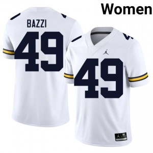#49 Adam Bazzi UM Wolverines White Jersey | Alumni Stitched Women Player Football Gear 78347922