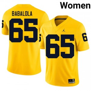 Top-Tier Andrew Babalola #65 Michigan Wolverines Maize Jersey | Women University Football Embroidery Fan Gear 23188098