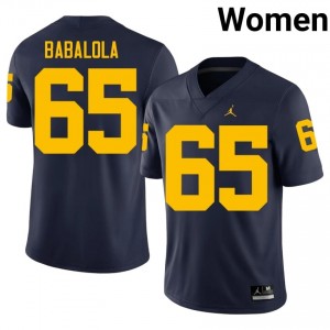 Wolverines Andrew Babalola #65 Navy Jersey | Premium Swen NCAA Football Women Apparel 27998400