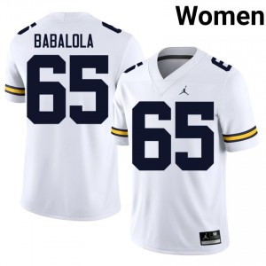 Andrew Babalola #65 U-M Jersey | Gameday White College Football Women Stitched 39779310