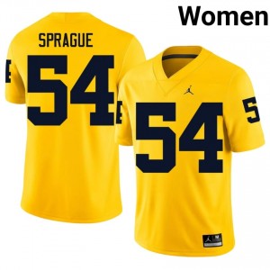 #54 Andrew Sprague UM Wolverines Maize Jersey | Classic Embroidery Women Player Football Gear 99538453