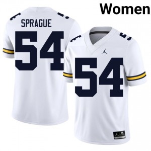 White Andrew Sprague #54 Michigan Wolverines Jersey | Women High School Football Moisture Wicking Stitched 73887454