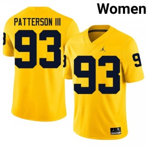Benny Patterson III #93 Michigan Jersey | Iconic Maize College Football Women Embroidery 31039528