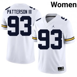 UMich Benny Patterson III #93 White Jersey | Essential Stitched NCAA Football Women Apparel 49665380