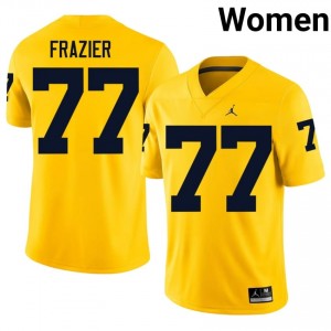 Wolverines Blake Frazier #77 Maize Jersey | Essential Embroidery NCAA Football Women Apparel 13783451