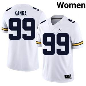 #99 Bobby Kanka UM Wolverines White Jersey | Classic Stitched Women Player Football Gear 41875745