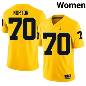 Michigan Wolverines Brady Norton #70 Maize Jersey | Pro Cut Embroidery NCAA Football Women Apparel 55222469