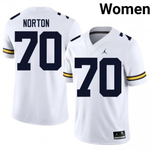 #70 Brady Norton Michigan Wolverines White Jersey | Classic Stitched Women Player Football Gear 23531171