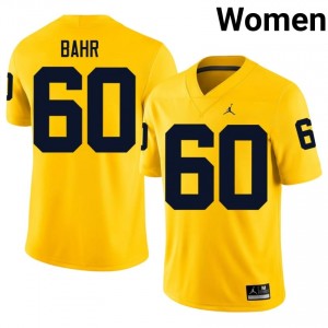 Michigan Brooks Bahr #60 Maize Jersey | Premium Embroidery NCAA Football Women Apparel 77947915