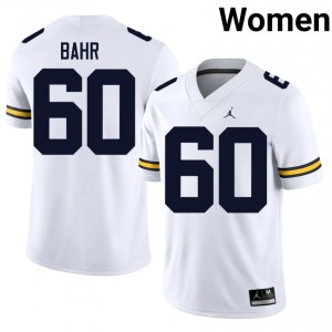 #60 Brooks Bahr UMich White Jersey | Authentic Stitched Women Player Football Gear 19233942