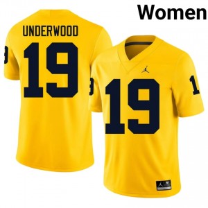 Maize Bryce Underwood #19 Wolverines Jersey | Women High School Football Fresh Embroidery 30069132