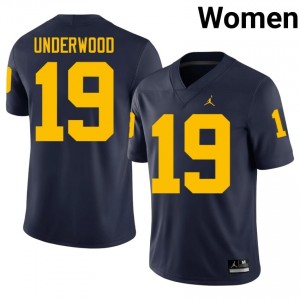 Bryce Underwood #19 UMich Jersey | Pro-Grade Navy College Football Women Swen 63602040