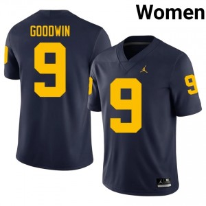 Navy Channing Goodwin #9 Wolverines Jersey | Women High School Football Limited Swen 34296280