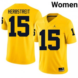 #15 Chase Herbstreit U-M Maize Jersey | Elite Embroidery Women Player Football Gear 29340855