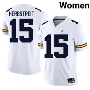 White Chase Herbstreit #15 Wolverines Jersey | Women High School Football Licensed Stitched 57334098
