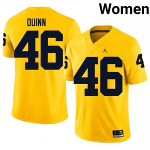 #46 Crandall Quinn Wolverines Maize Jersey | Authentic Embroidery Women Player Football Gear 67409167