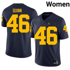 Elite Thread Crandall Quinn #46 UMich Navy Jersey | Women University Football Stitch Fan Gear 81083158