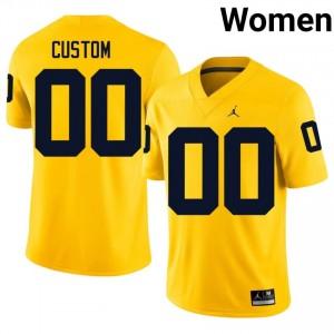 Custom #00 Michigan Wolverines Jersey | Pro-Grade Maize College Football Women Embroidery 75998268