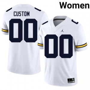 Michigan Wolverines Custom #00 White Jersey | Genuine Stitched NCAA Football Women Apparel 30013719