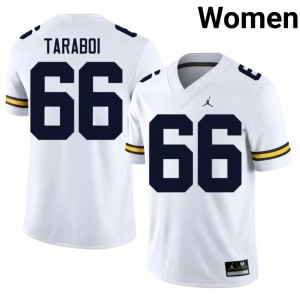 Durable Dan Taraboi #66 Michigan White Jersey | Women University Football Stitched Fan Gear 19516542