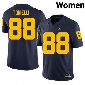 #88 Deakon Tonielli Wolverines Navy Jersey | Classic Swen Women Player Football Gear 24290262