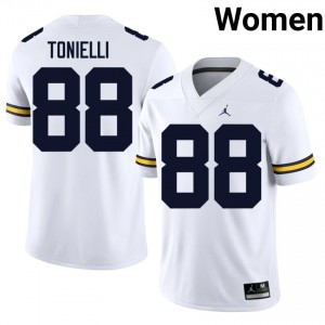 U-M Deakon Tonielli #88 White Jersey | Pro Cut Stitched NCAA Football Women Apparel 62340494