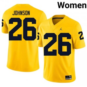Maize Donovan Johnson #26 UM Wolverines Jersey | Women High School Football Licensed Embroidery 32627974