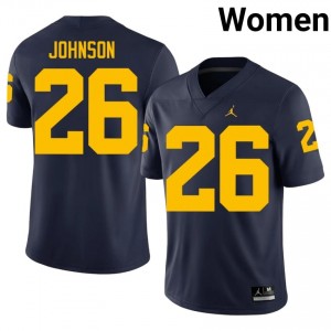 Donovan Johnson #26 Michigan Wolverines Jersey | Gameday Navy College Football Women Stitch 99901333