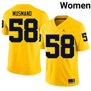 Maize Eli Musmand #58 Michigan Wolverines Jersey | Women High School Football Limited Embroidery 69291213