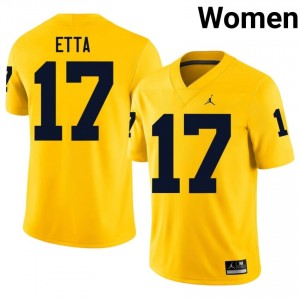 Enow Etta #17 UM Wolverines Jersey | Pro-Grade Maize College Football Women Embroidery 48543846