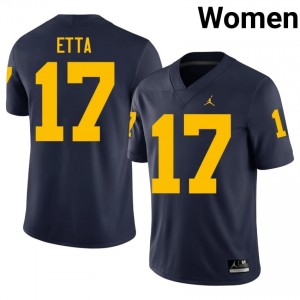 #17 Enow Etta Michigan Wolverines Navy Jersey | Elite Swen Women Player Football Gear 89553930