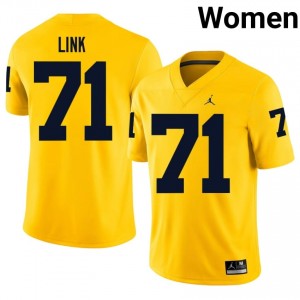 Evan Link #71 U-M Jersey | Pro-Grade Maize College Football Women Embroidery 78680813