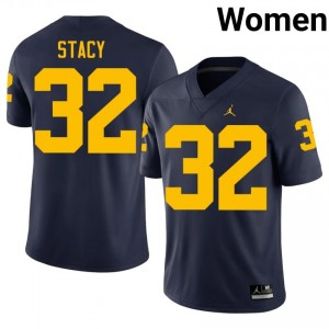 Gary Stacy #32 Michigan Jersey | Exclusive Navy College Football Women Swen 80648888