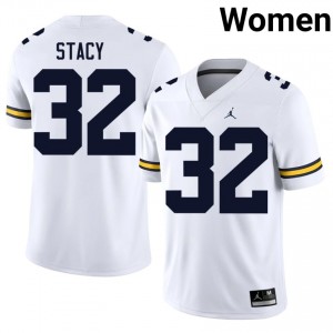 Elite Thread Gary Stacy #32 Wolverines White Jersey | Women University Football Stitched Fan Gear 54957748