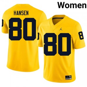 Hogan Hansen #80 UMich Jersey | Gameday Maize College Football Women Embroidery 20167737