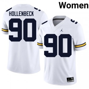 White Hudson Hollenbeck #90 Michigan Wolverines Jersey | Women High School Football Fresh Stitched 26624944