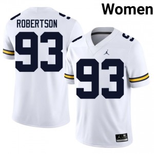 #93 Hunter Robertson Wolverines White Jersey | Authentic Stitched Women Player Football Gear 10242068