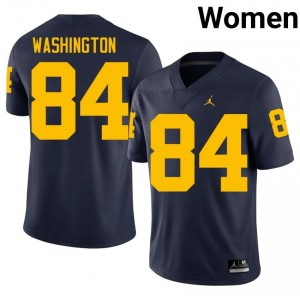 Durable Jacob Washington #84 UM Wolverines Navy Jersey | Women University Football Swen Fan Gear 88230197