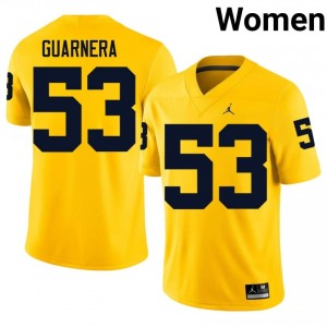 Durable Jake Guarnera #53 U-M Maize Jersey | Women University Football Embroidery Fan Gear 45751996