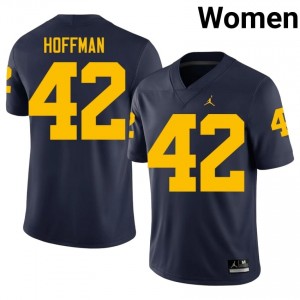 Michigan Wolverines Jalen Hoffman #42 Navy Jersey | Pro Cut Stitch NCAA Football Women Apparel 46820588