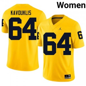 James Kavouklis #64 UM Wolverines Jersey | Iconic Maize College Football Women Embroidery 42937416