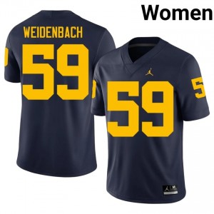 Officially Licensed John Weidenbach #59 Michigan Navy Jersey | Women University Football Stitch Fan Gear 78936249