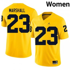#23 Jordan Marshall UMich Maize Jersey | Authentic Embroidery Women Player Football Gear 17569193