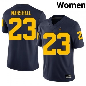 Elite Thread Jordan Marshall #23 Michigan Wolverines Navy Jersey | Women University Football Stitch Fan Gear 22011879