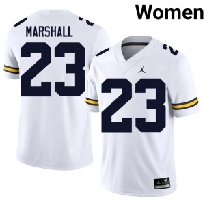 White Jordan Marshall #23 UM Wolverines Jersey | Women High School Football Limited Stitched 55830495